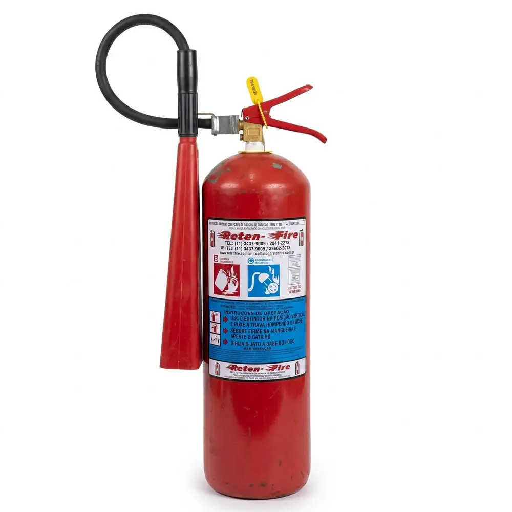 Extintor de CO₂ certificado INMETRO para proteção contra incêndio